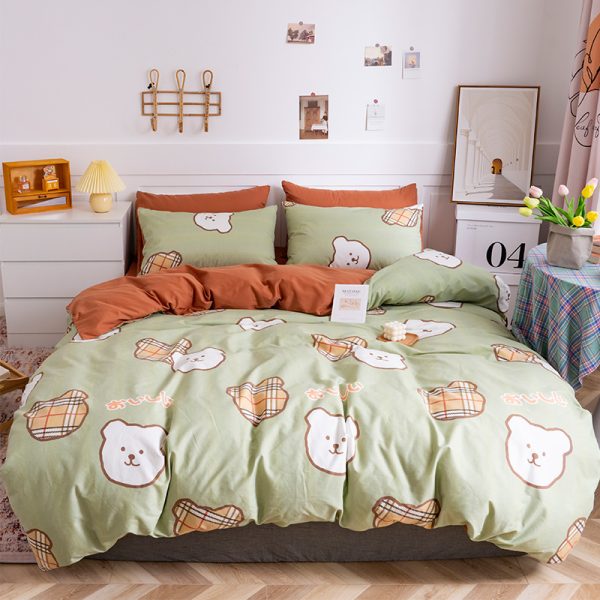 Cotton Four-piece Set Girl Heart Cartoon Pure Cotton Bed Linen Duvet Cover Bed - Image 4