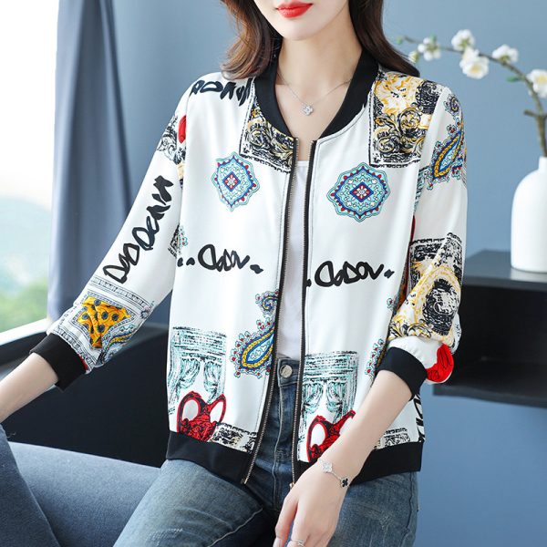 Women's Short Zipper Casual Loose Baseball Uniform Jacket - Image 2