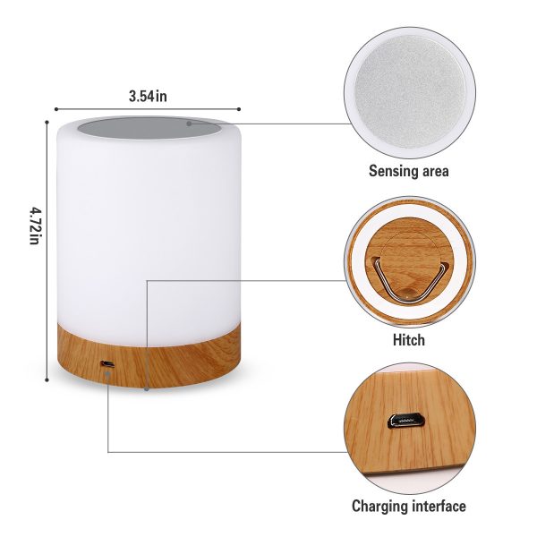 LED colorful creative wood grain charging night light - Image 2