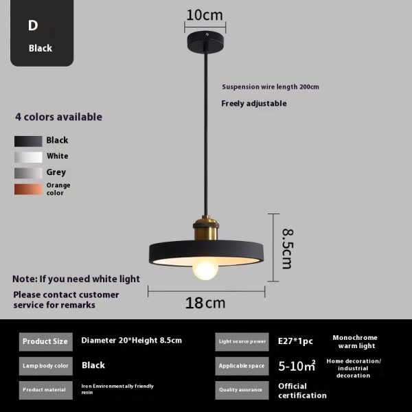 Simple Chandelier Dining Table Bar Lamp Bedroom Bedside Iron Droplight - Image 6