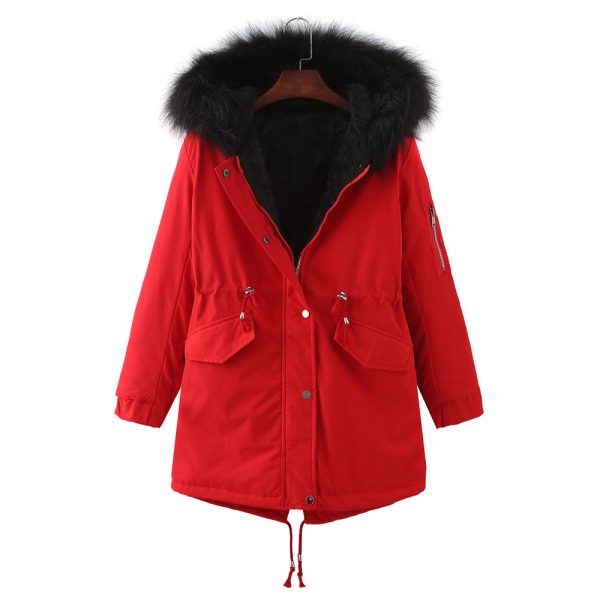 Winter Clothing Fleece-lined Thickened European Size Cotton-padded Coat - Image 5