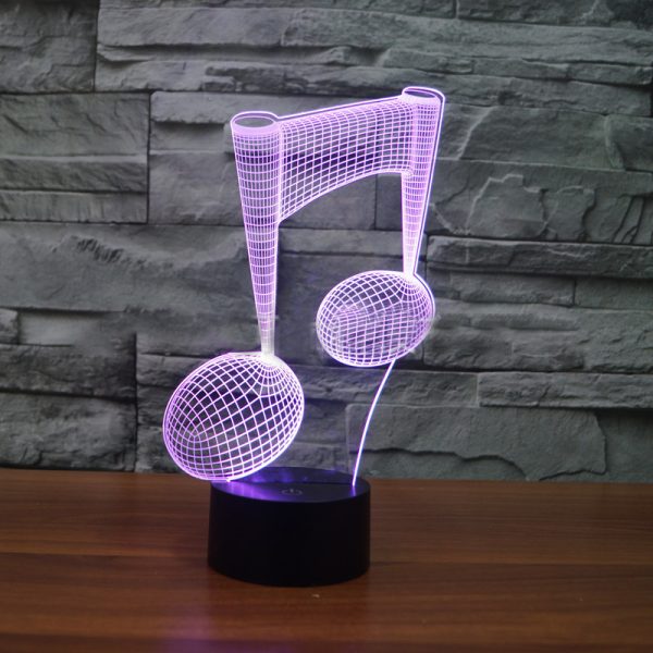 Musical note 3D colorful visual light Touch charging LED light - Image 2