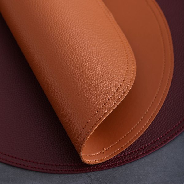 PU waterproof and oil proof leather round placemat - Image 4