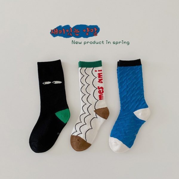 3 Pairs Wave Dot Lattice Colorful Socks - Image 8