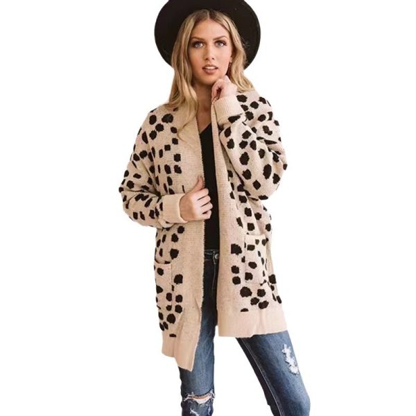 Thick Loose Irregular Dot Sweater Coat Knitted Cardigan For Women - Image 5