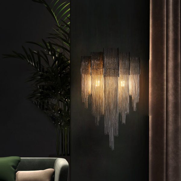 Italian Net Red Aluminum Chain Tassel Wall Lamp - Image 6