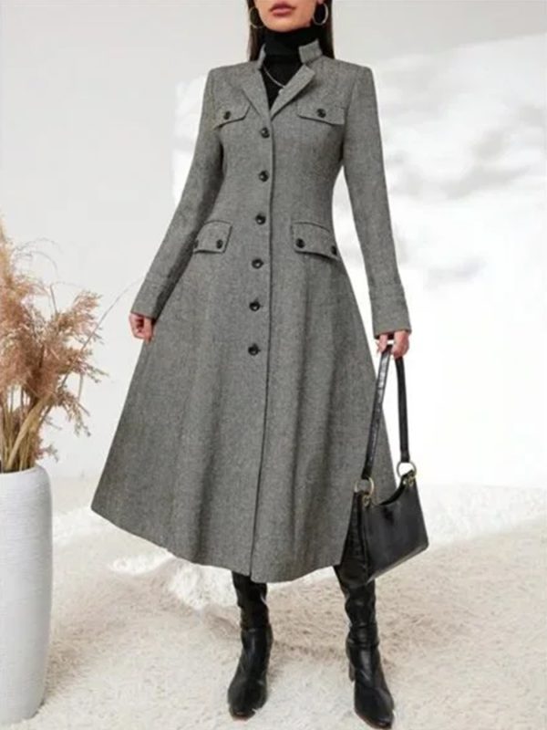 Women's Single-breasted Long-cut Coat - Image 6