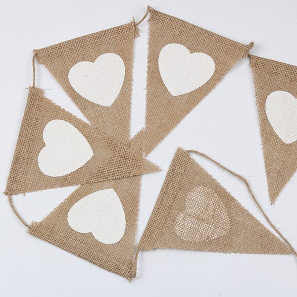 Wedding Decoration Linen Love Triangle Flag Party Supplies Peach Heart Linen Pull Flag Stage Background Flag - Image 3