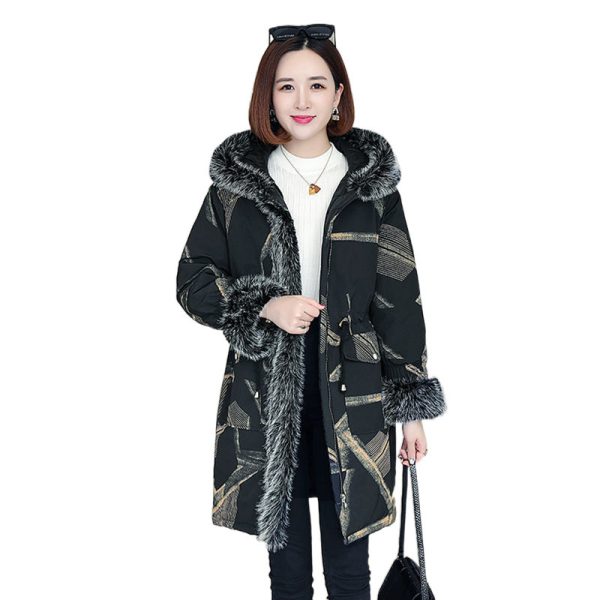 Autumn And Winter Parka Leather Women's Mid-length - Image 5