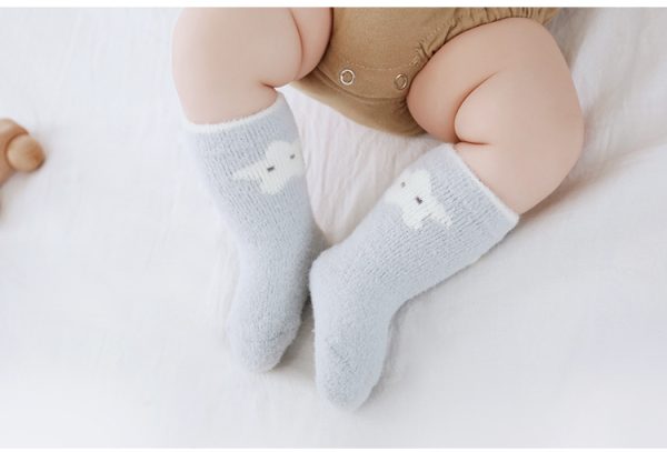 Mink Wool Newborn Thickened Baby Medium Tube Socks - Image 2