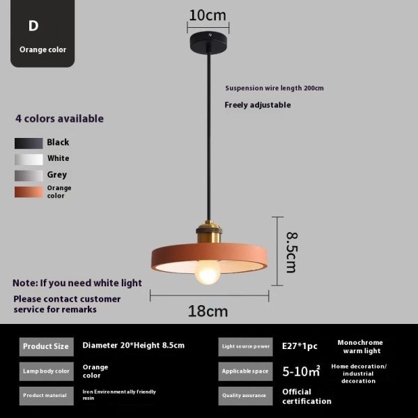 Simple Chandelier Dining Table Bar Lamp Bedroom Bedside Iron Droplight - Image 9