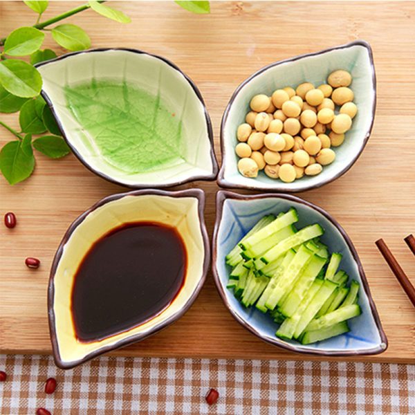 Creative leaf ceramic small dish kitchen tableware sauce vinegar sauce dish household ice split glaze snack saucer - Image 3