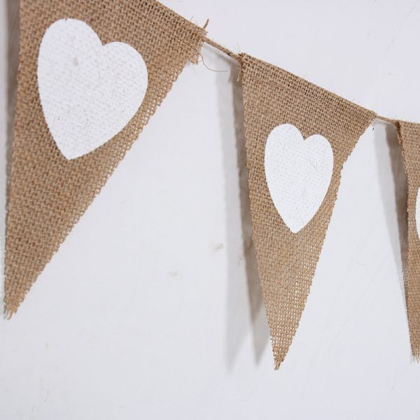 Wedding Decoration Linen Love Triangle Flag Party Supplies Peach Heart Linen Pull Flag Stage Background Flag - Image 5