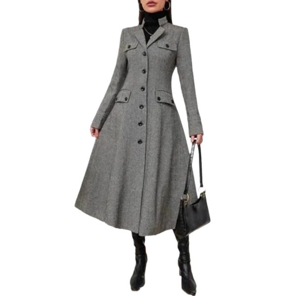 Women's Single-breasted Long-cut Coat - Image 5