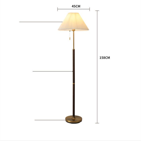 Retro Floor Lamp Living Room Study Bedroom Eye Protection Bedside Pleated Vertical - Image 5