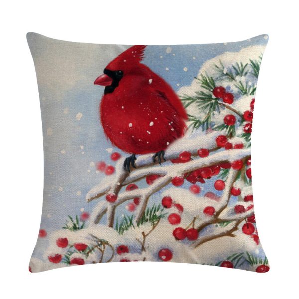 Christmas Blessing Red Bird Series Linen Pillowcase - Image 2