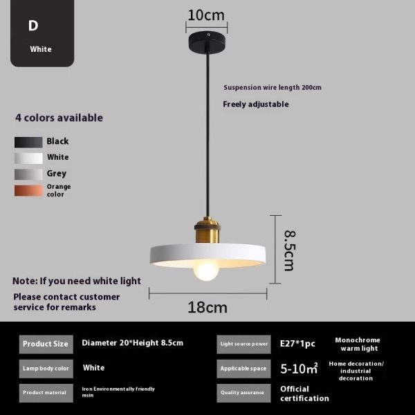 Simple Chandelier Dining Table Bar Lamp Bedroom Bedside Iron Droplight - Image 8