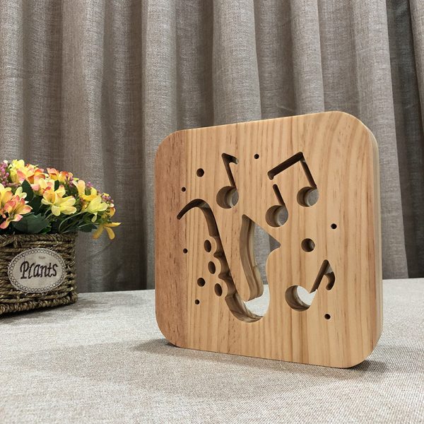 LED Night Lights Guitar Saxophone Violin Music Note 3D Lamp USB Power Wood Carving Table Lamp Decorative Lamps For Living Room Room - Image 3