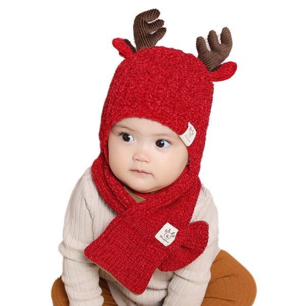 Infant plus cotton fawn hat and scarf set - Image 5