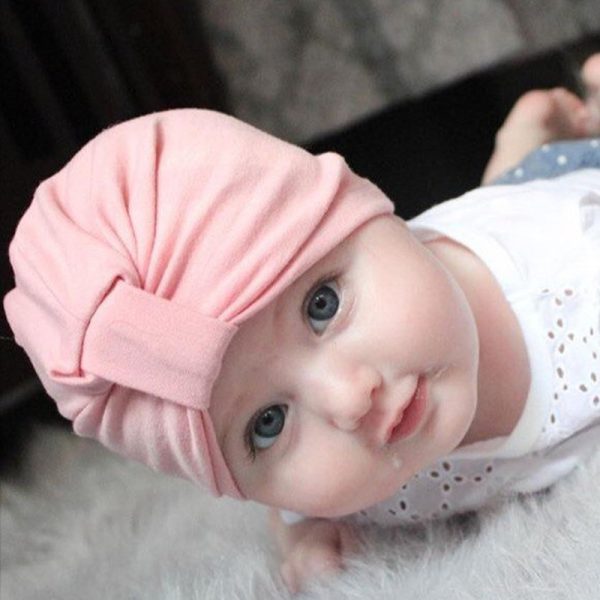 Baby Knotted Pullover Hat Bow Single Layer Thin