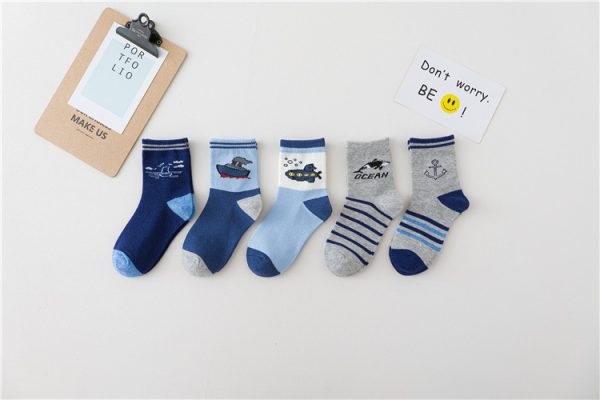 Spring And Autumn Cartoon Ship Boy Socks - Image 7