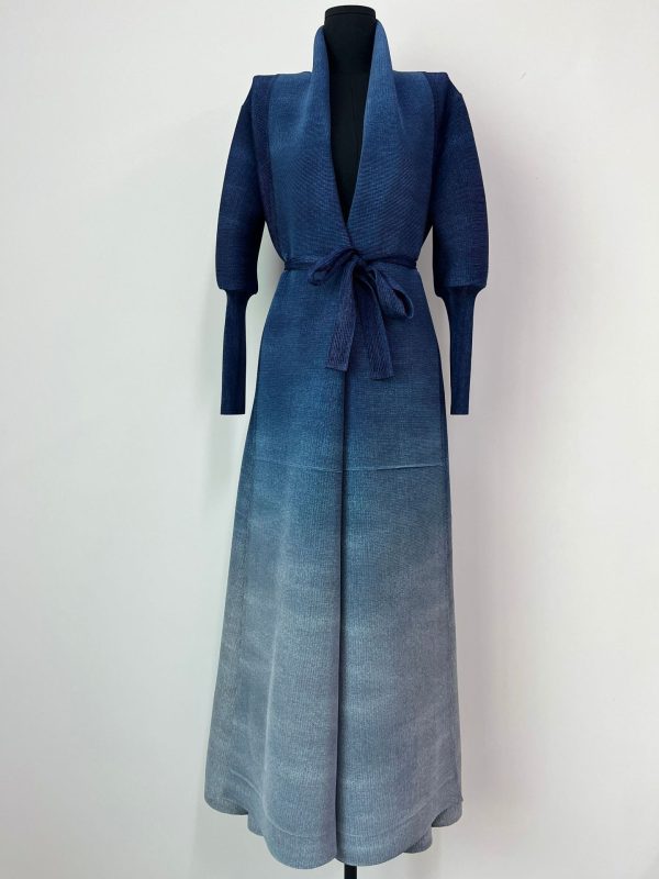 Fashion Plus Size Pleated Long Gradient Coat - Image 7