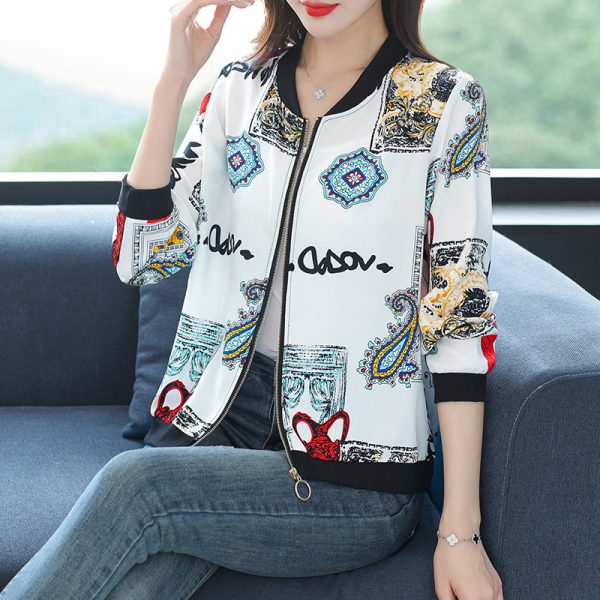 Women's Short Zipper Casual Loose Baseball Uniform Jacket - Image 3