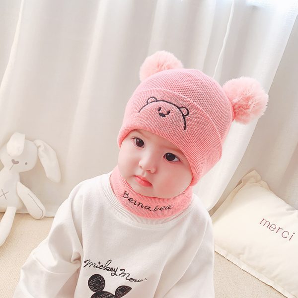 Thickened Warm Woolen Yarn Letter Bib Knitted Hat Suit - Image 6