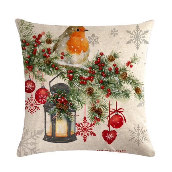 Christmas Blessing Red Bird Series Linen Pillowcase