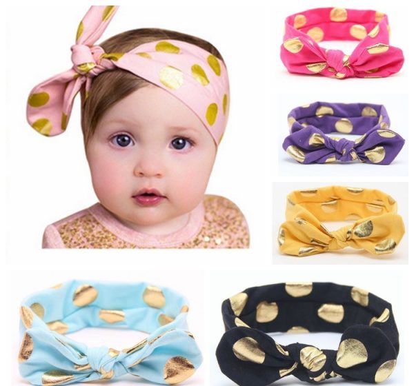 Baby Bronzing Polka Dot Bunny Ears Headband - Image 3