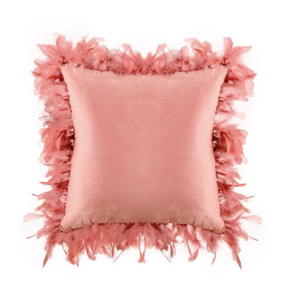 Velvet feather pillowcase home pillow - Image 4