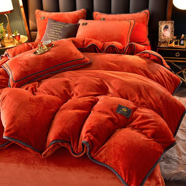 Thickened Winter Coral Flannel Bedding Kit Double Sided Plus Duvet Cover - Image 10