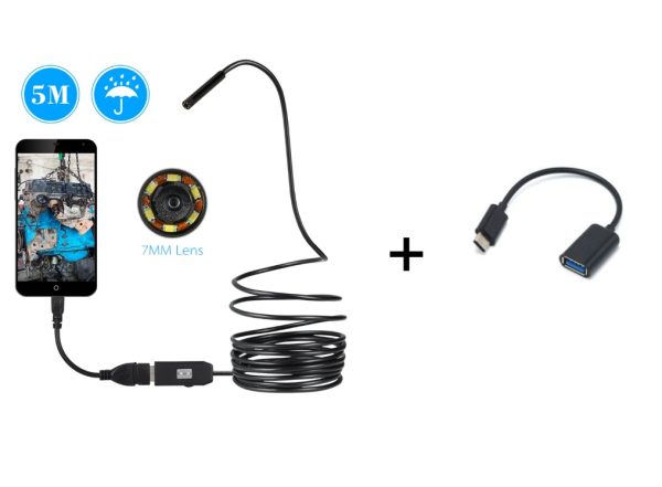 OWSOO 6 LED 7MM USB Endoscope Camera 5M Waterproof USB Wire Snake Tube Inspection Borescope For OTG Compatible Android Phones - Image 6