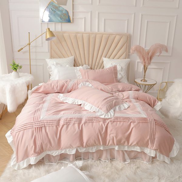 Lace Bed Skirt Quilt Cover Girl Heart Household Bedding Korean Princess Style Four-piece Quilt Cover - Image 5