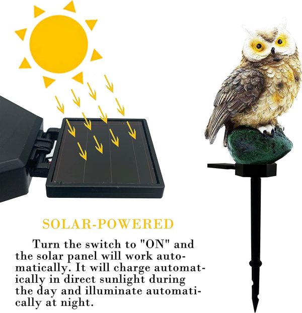 Solar Garden Light Outdoor, Owl Solar Garden Stake Light, Waterproof Warm White LED Light For Garden, Patio, Yard, Lawn, Walkway Decoration - Image 5