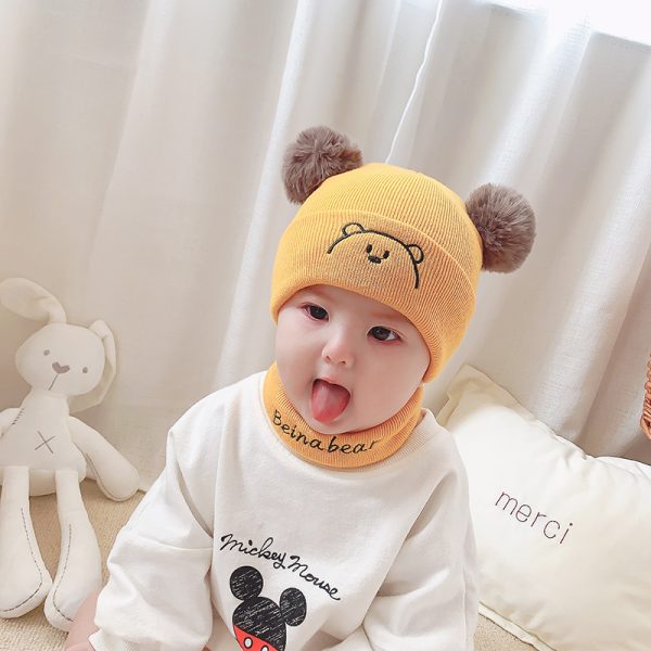 Thickened Warm Woolen Yarn Letter Bib Knitted Hat Suit