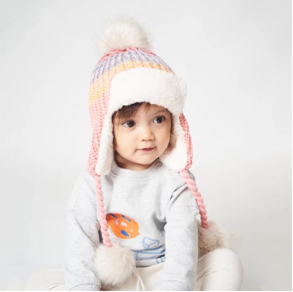 Lovely Baby Knitted Cap With Fluffy Ball Earmuffs - Image 3