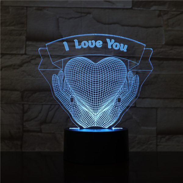 Valentines Day Gift Hands Holding Love 3D Night Light - Image 3