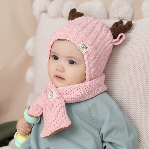 Infant plus cotton fawn hat and scarf set - Image 4