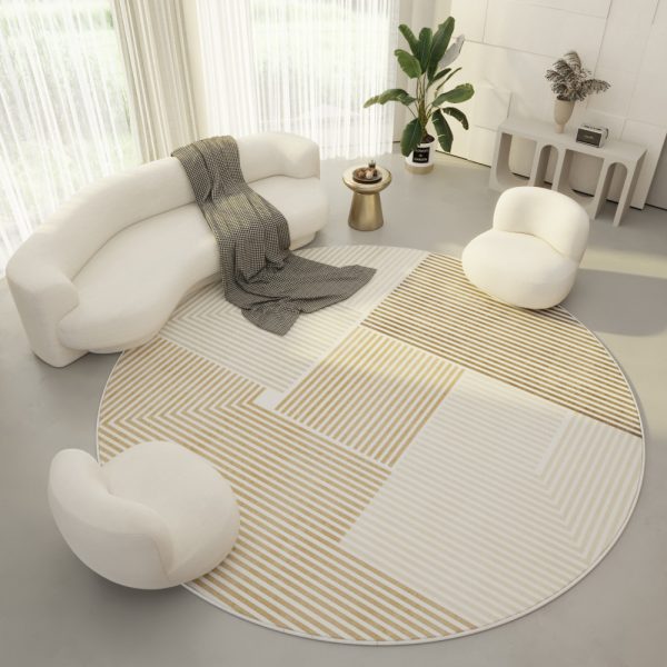 Round Living Room Carpet Ring Velvet Modern Simple Cream Color Porch Bedroom Bedside Blanket Non-slip Floor Mat - Image 5