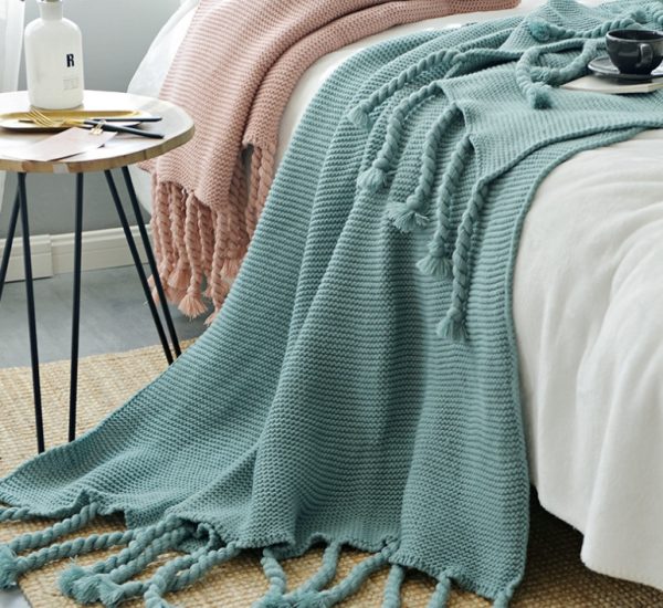 Office sofa blanket with tassel knitted thread blanket - Image 2