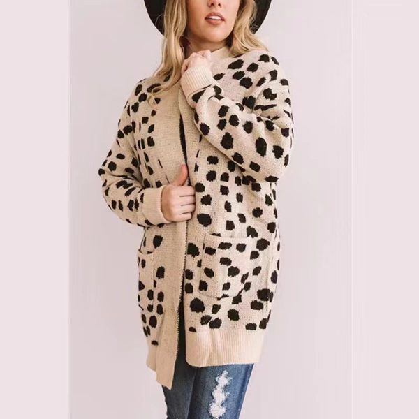 Thick Loose Irregular Dot Sweater Coat Knitted Cardigan For Women - Image 2