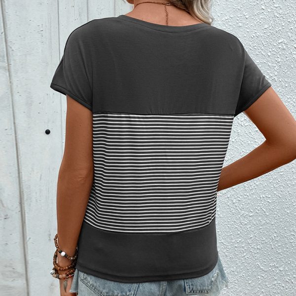 Fashion Women's Blouse V-neck Striped - Image 4