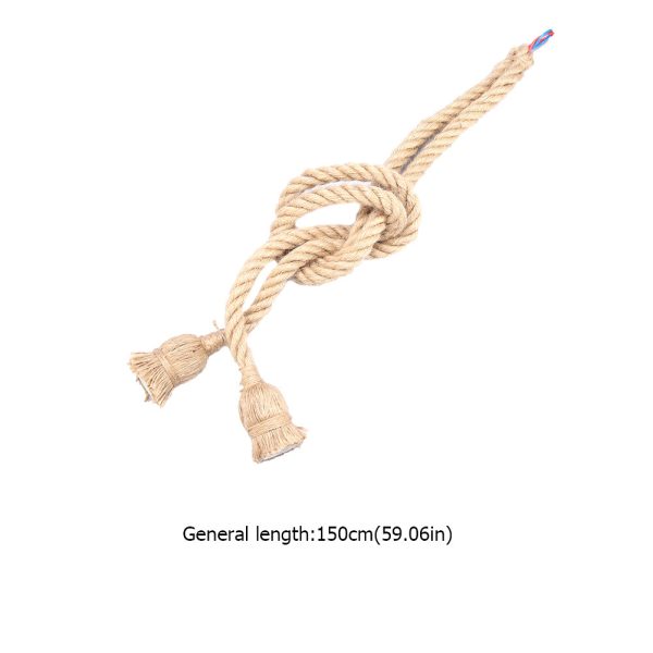 1.5m 2 Heads E27  Retro Vintage Pendant Lamp Hemp Rope Ceiling Filament Light Fixture - Image 10