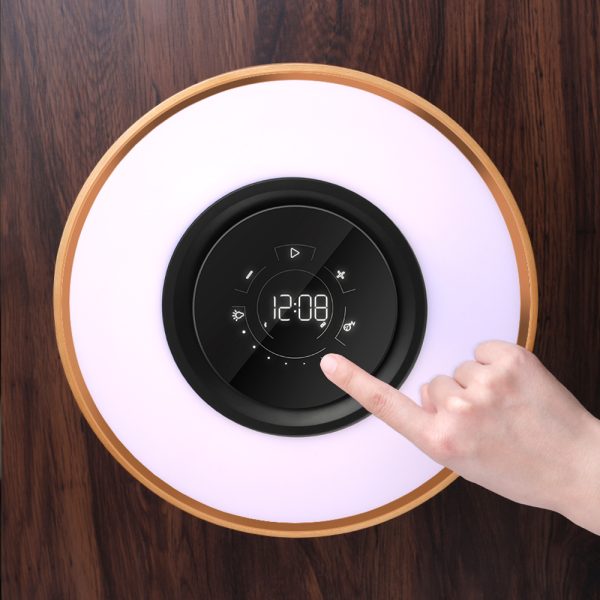 Round Intelligent Music Bluetooth Speaker Bed Lamp WiFi Circle Tree Of Led Light Wireless Charging For Living Room - Image 2