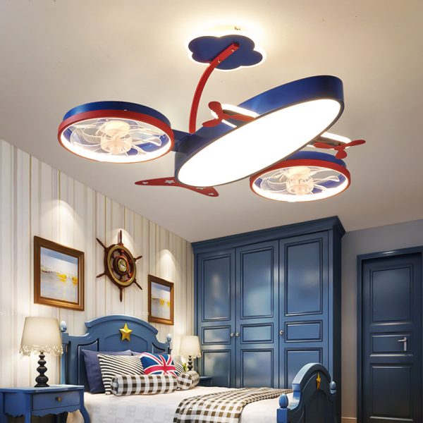 Cartoon Airplane Fan Lights In Children's Room - Image 2