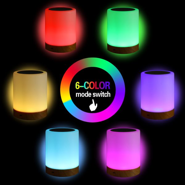 LED colorful creative wood grain charging night light - Image 4