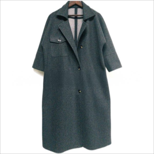 Women's Woolen Coat Ultra-long Loose Double Pockets - Image 4