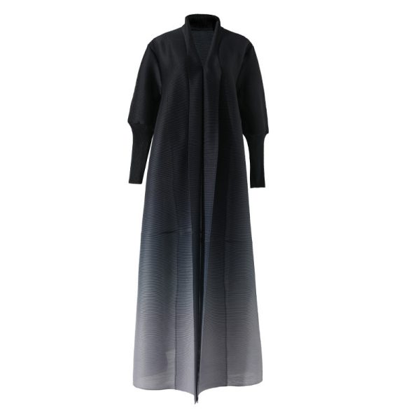 Fashion Plus Size Pleated Long Gradient Coat - Image 2