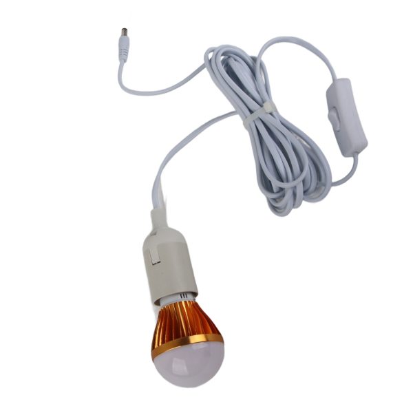 E27 Ball Bulb Spiral LED Solar White Light for Camping Tent 12V 5W with 3meter DC Line - Image 5